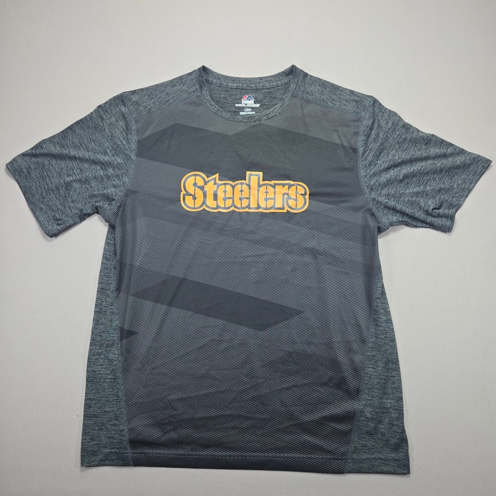 Majestic Pittsburgh Steelers Cool Base T-Shirt NFL Football Gray Men's L